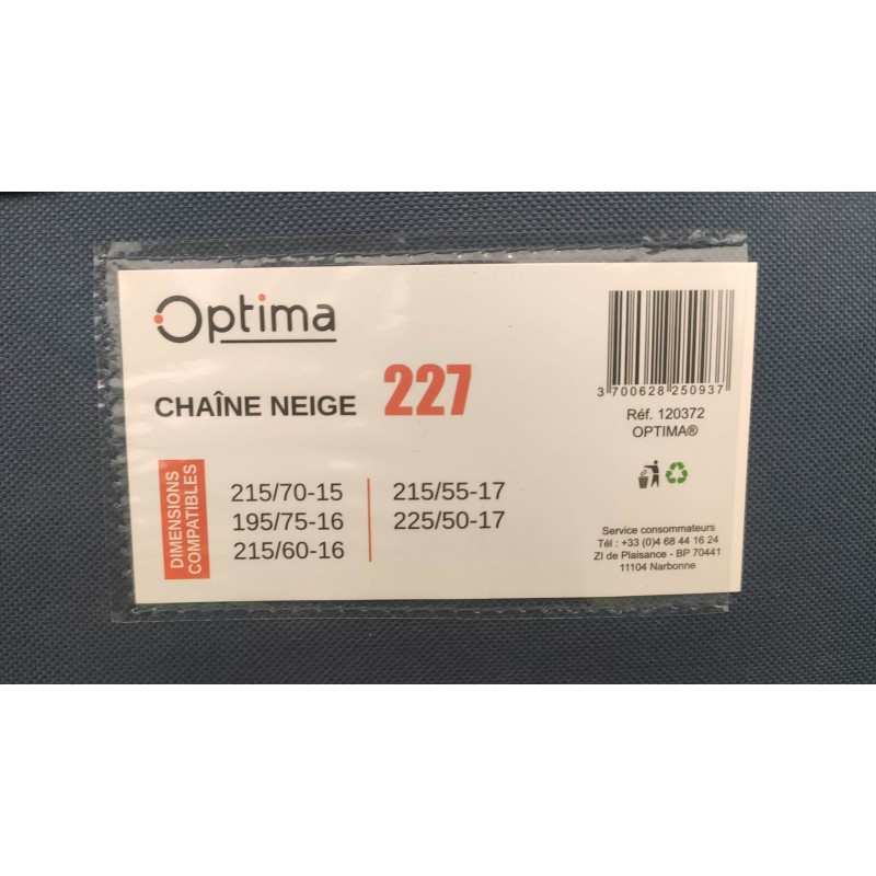 CHAINES A NEIGE G16 OPTIMA 227 :achat accessoires camping Loisirsnet